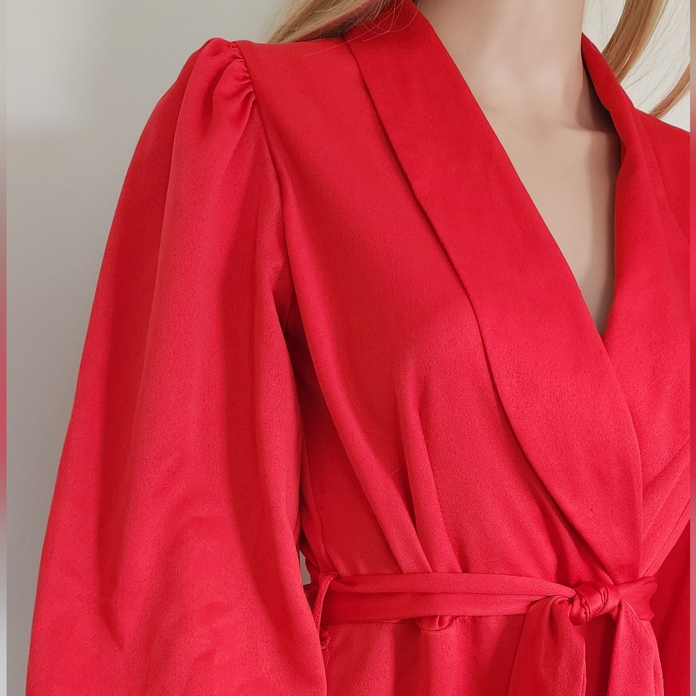CLOSET RED DRESS SATIN RUFFLE MINI DRESS 8 - Picture 5 of 12